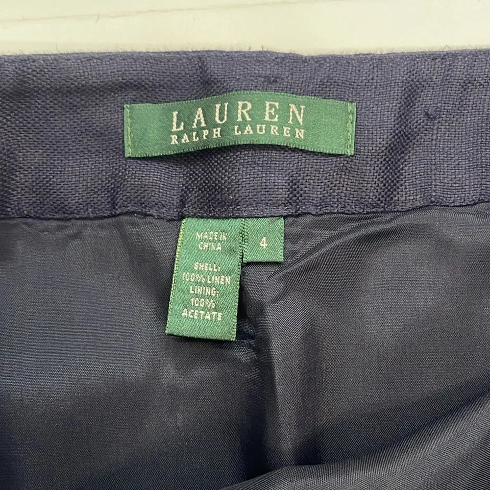 Lauren Ralph Lauren Navy Blue 100% Linen Skirt - Picture 4 of 5